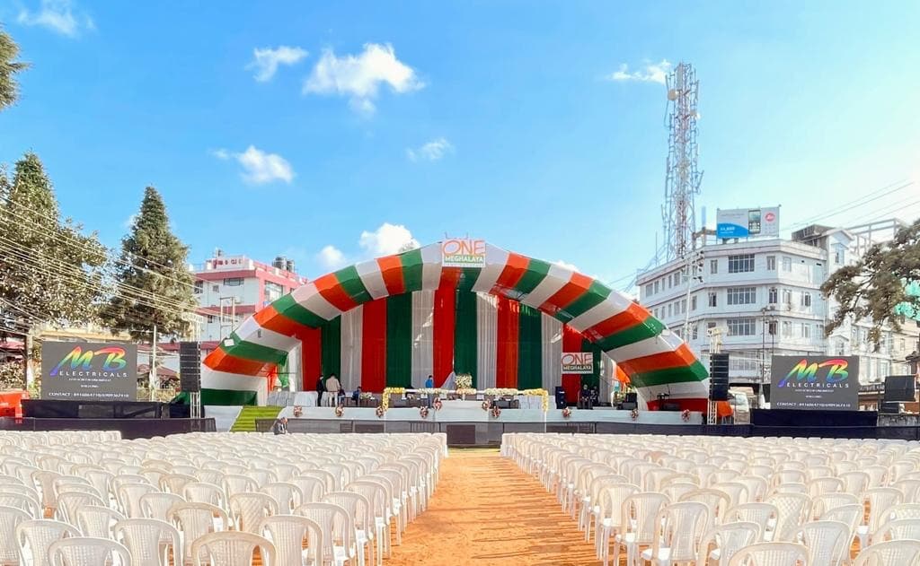 Ceremonial stage for the Twahlongwar Open Air Museum Inauguration, Government of Meghalaya.